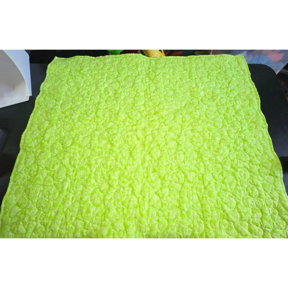 Handmade Flintstones Patchwork Baby Quilt Neon Green Backing 35x35 Retro Nursery